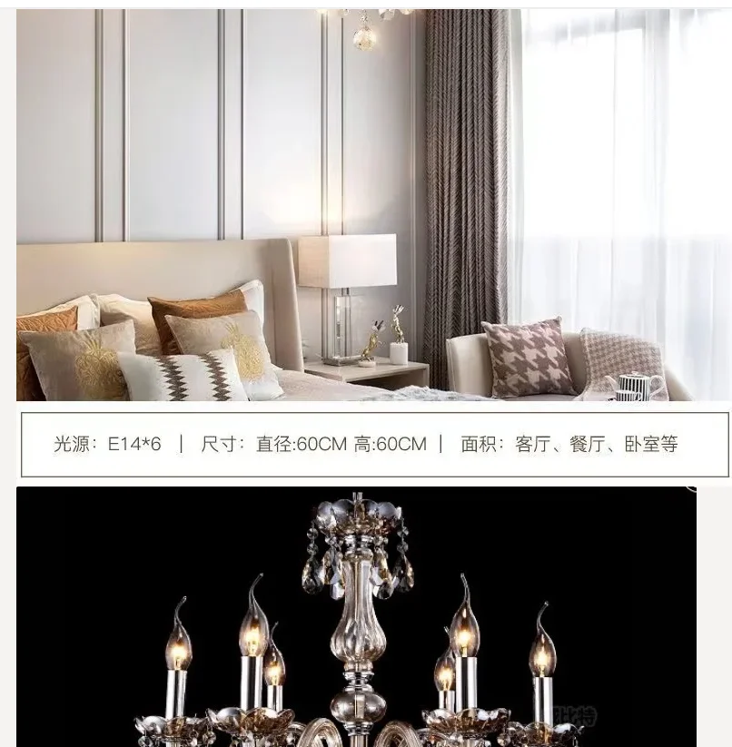 شمعة الحديثة 2025 بريق كريستال 6 الأسلحة الثريا كريستال الثريا المعلقات ضوء السقف إضاءة ديكوريّة الأجهزة #1