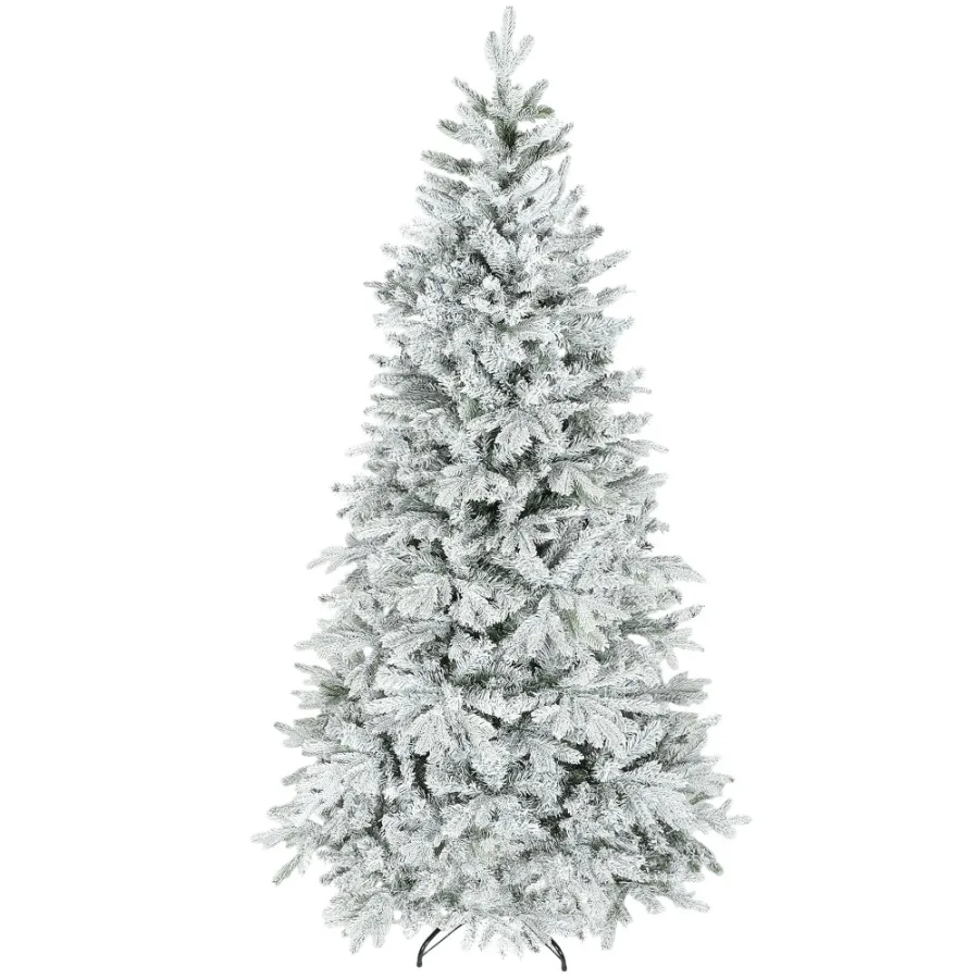 

7.5 ft Artificial Frosted Christmas Tree with Realistic Branches Wide Full Spruce Hinged Xmas Tree Easy Assembly