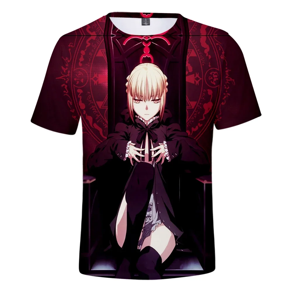 New Summer Casual 3D T-Shirt Fate/stay Night Anime Game Cartoon Round Neck Fashion Adult/Kids Short Sleeve O-Neck Plus Size Tops