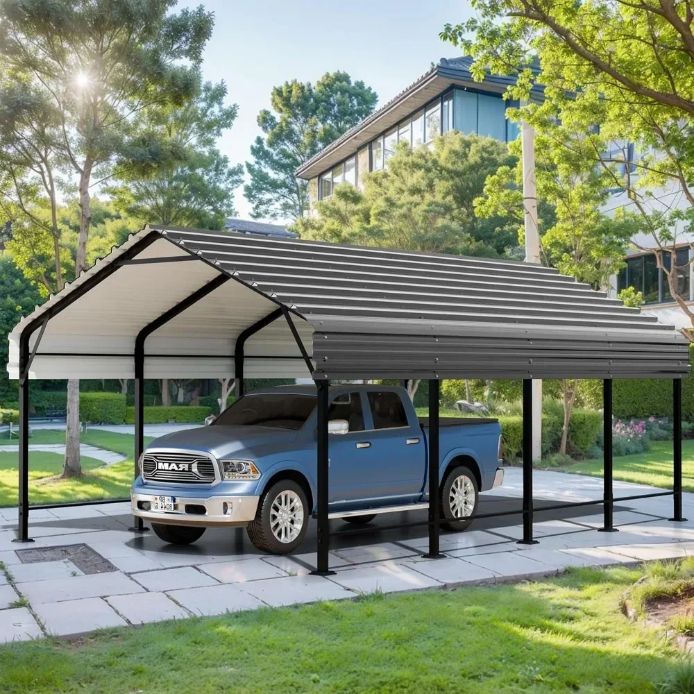 12 X 20 FT Carport, Heavy Duty Carport Canopy with Galvanized Steel Roof and Frame, Metal Carport Upgraded Extra Large Garage