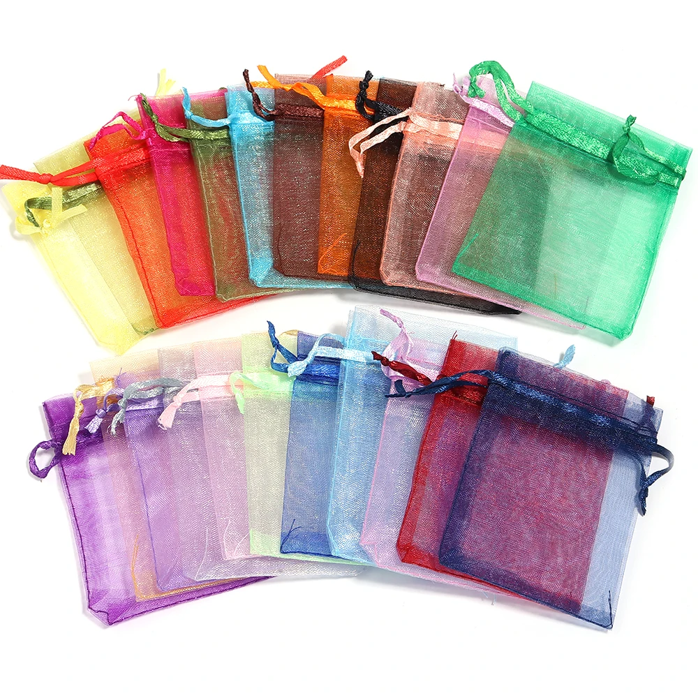 

10/20/50Pcs Organza Gift Bag Multicolor Drawstring Pouches For Candy Jewelry Bag Packing Wedding Gift Bags Organza Bag