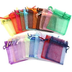 10/20/50Pcs Organza Gift Bag Multicolor Drawstring Pouches For Candy Jewelry Bag Packing Wedding Gift Bags Organza Bag