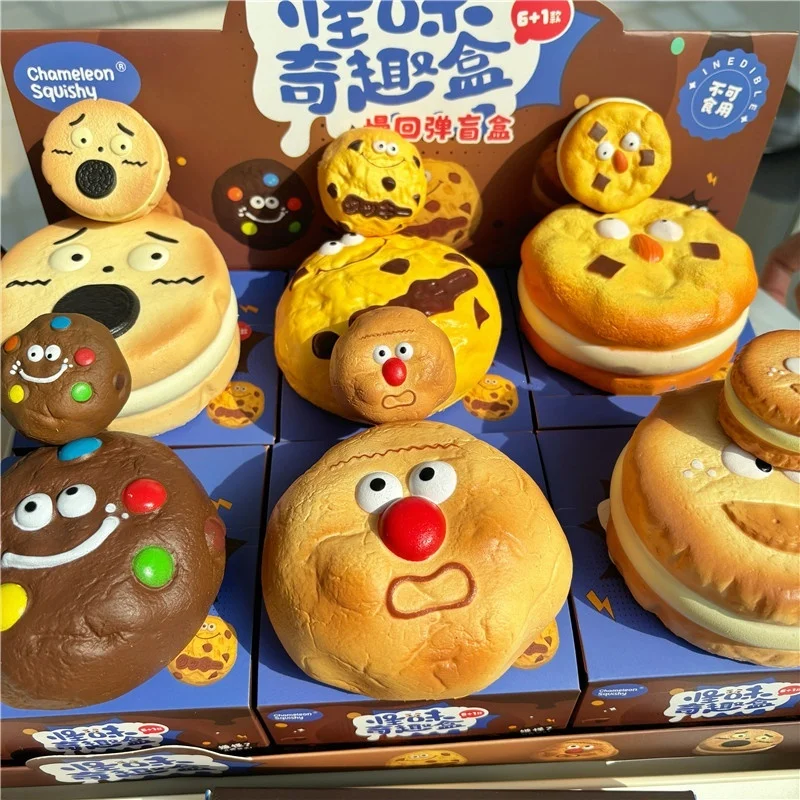 Cartoon Chocolate Cookie Scented Cake Bread Fidget Sensory Blind Box Toy Slow Rising Squeeze Stress Relief for ADHD Autism Toy