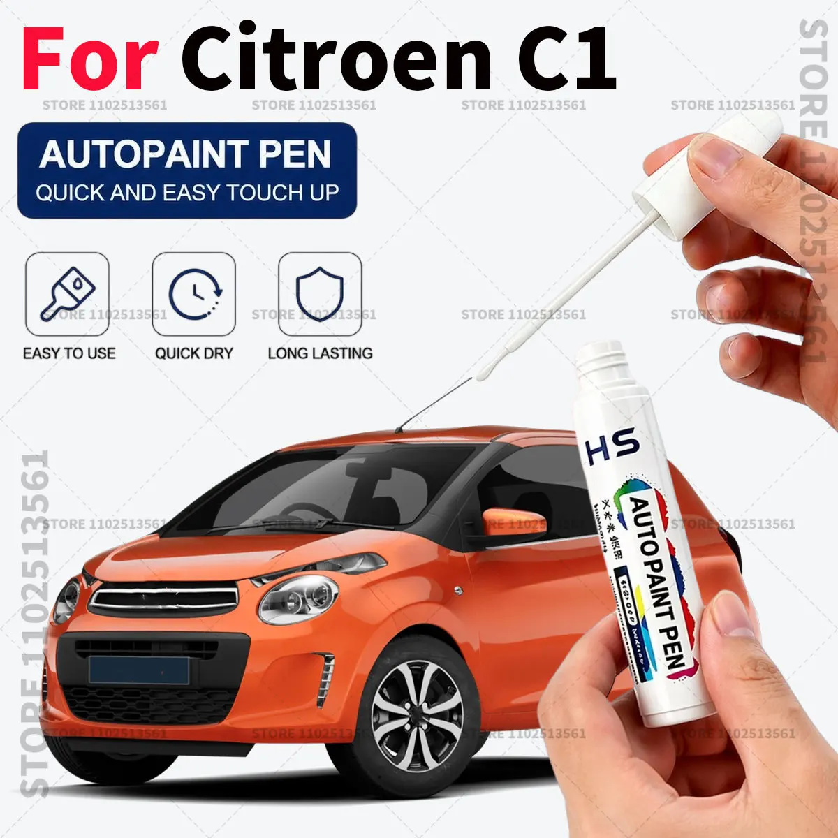Rotulador de Pintura para Reparación de Arañazos y Desportilladuras en Autos Citroen C1, Colores: Caldera Negro, Lipizzan Blanco, Blue Lagoon, Smalt Blue, Sunrise Red
