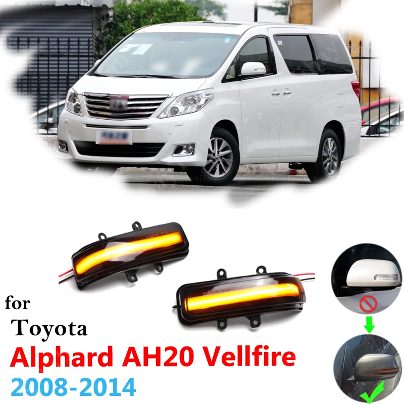 For Toyota Alphard AH20 Vellfire 2008 - 2014 LED Dynamic Turn Signal Blinker Sequential Side Mirror Indicator Light Accessories