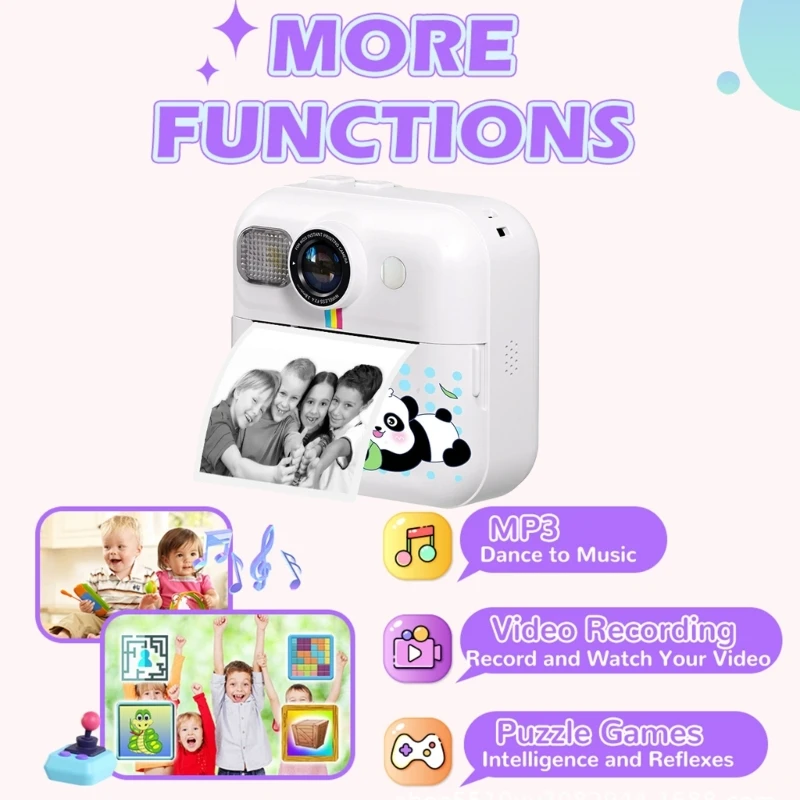 Camera da stampa istantaneamente per bambini 1080p Digital giocattolo da 3 a 12 anni bambini 601e