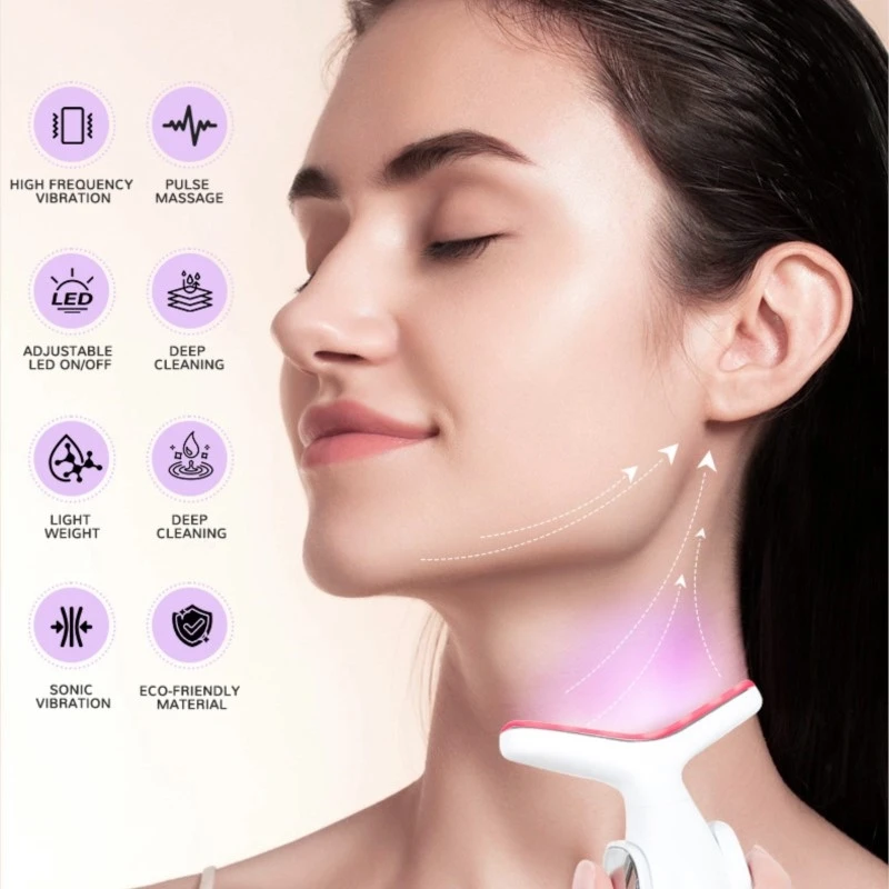 Masajeador EMS para uso doméstico para levantamiento de mandíbula en forma de V y barbilla doble con terapia LED: adelgazamiento facial y cuello