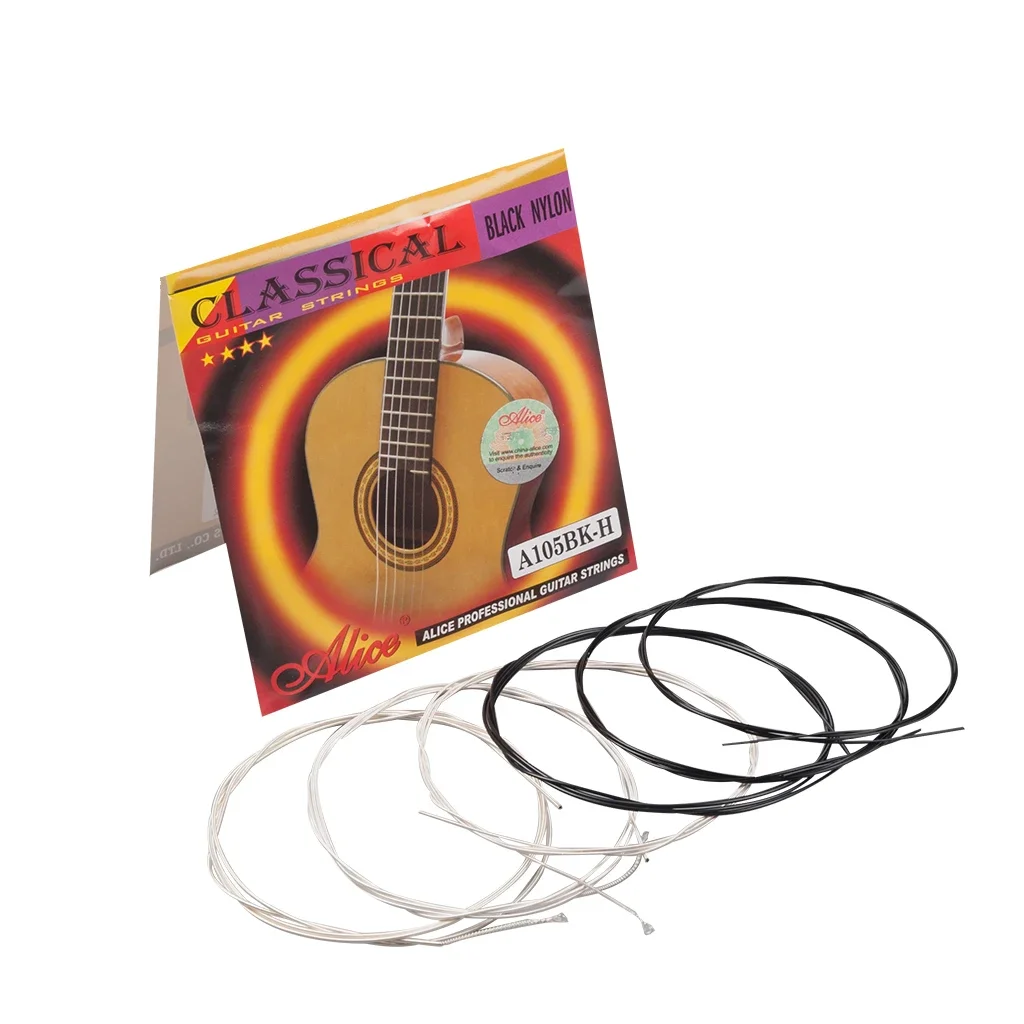 NAOMI 1 SET Alice Series black nylon Classical guitar strings A105BK-H Nylon Core Siver-Plated Copper Alloy Winding