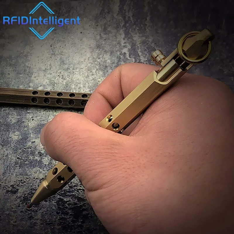 Retro Business Signature Pen Brass Bolt Action Długopis taktyczny Ochrona bezpieczeństwa Narzędzia do obrony osobistej Artykuły szkolne i biurowe