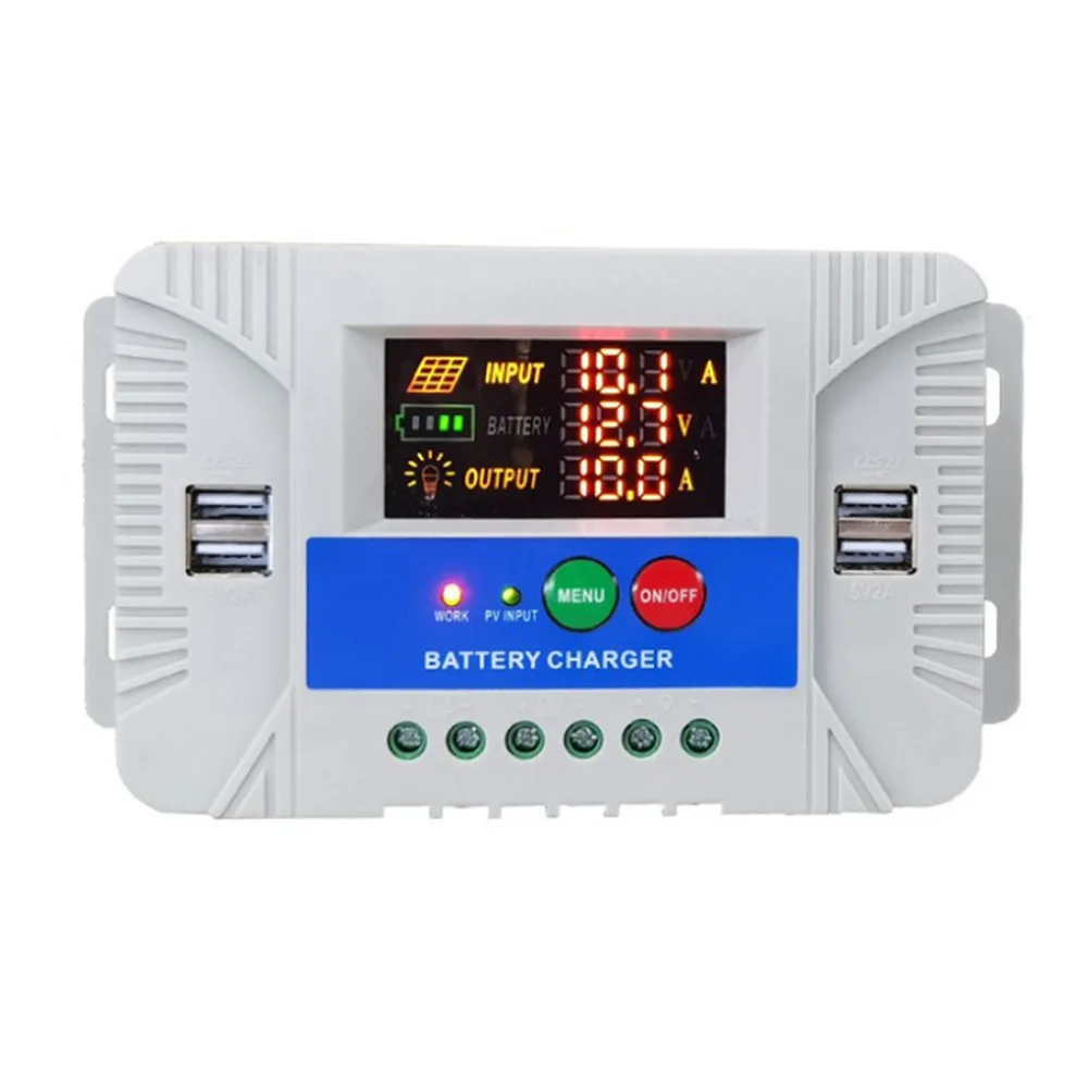 Advanced Solar Charge Controller 20A for 12V/24V with LCD Display and Integrated Temperature Sensing Technology