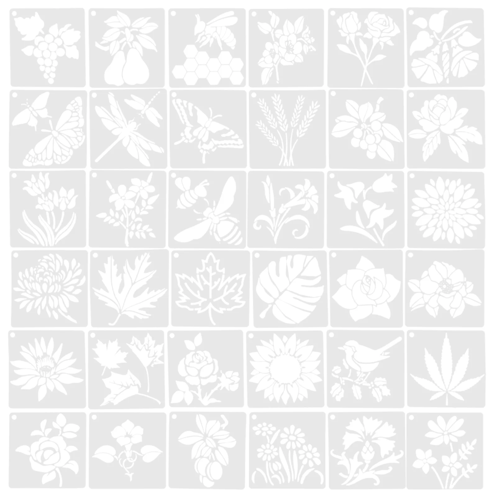 

36 Pcs Flowers and Birds Grass Template Frames for Pressed Plants Drawing Templates Stencils Leaves Decor Crafts Multifunction