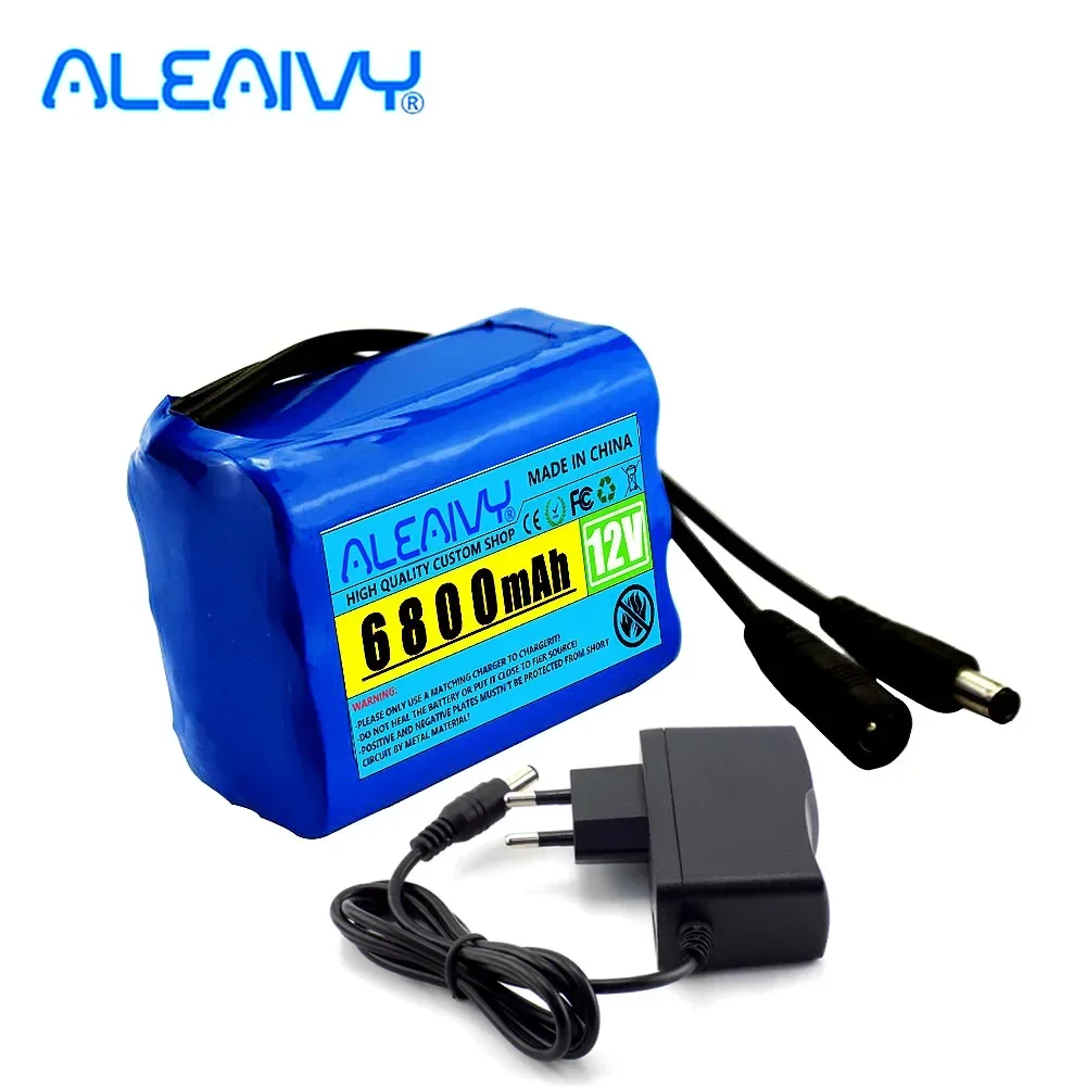 

6800mAh 12V Rechargeable 18650 Li-ion Battery Pack Portable Battery DC 12.6V 6.8Ah Capacity For Camera CCTV Monitor Massager