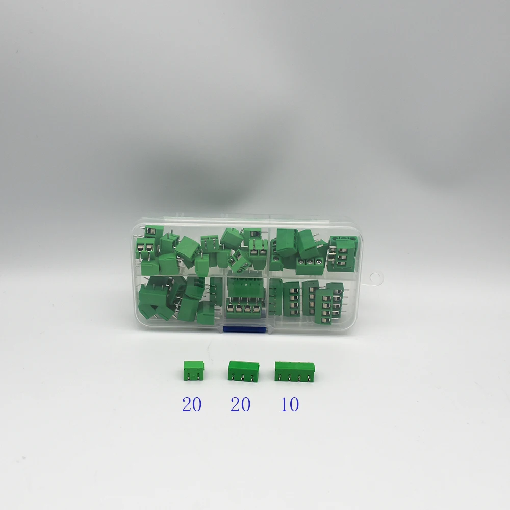 50 Pcs/BOX Pitch 5.0mm Straight Pin 2P 3P Screw PCB Terminal Block Connector 10A 300V 24-18AWG