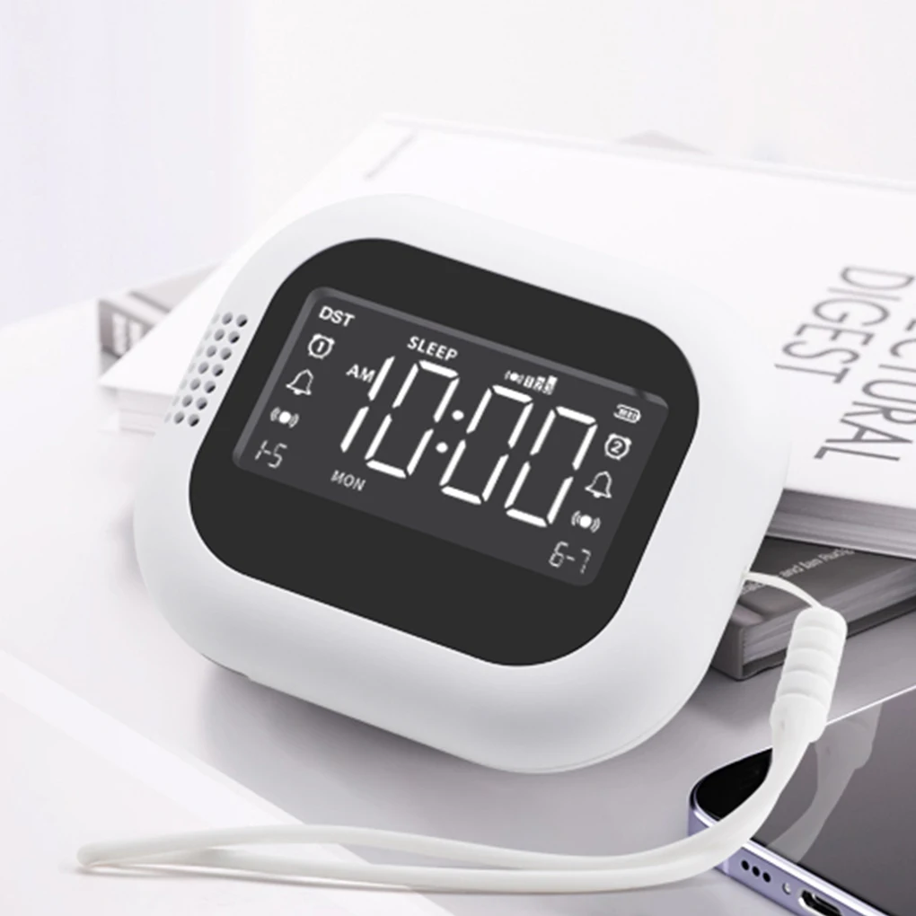 LED Display Vibration Alarm Clock Rechargeable White Noise Natural Sound Multifunctional Clock Deep Sleep Digital Clock