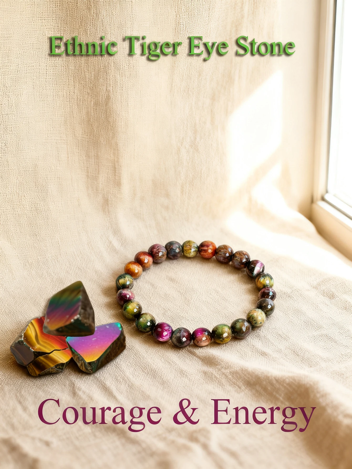 قوس قزح عين النمر سوار الخرز الحجر الطبيعي اليدوية الطاقة الريكي شفاء لحماية الحظ السعيد مجوهرات الطاقة الإيجابية #6