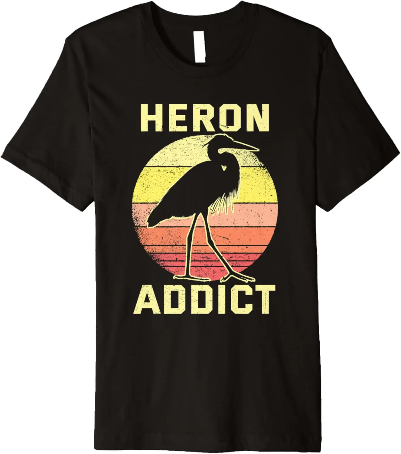 Camiseta premium retro Birding Heron Addict Blue Heron
