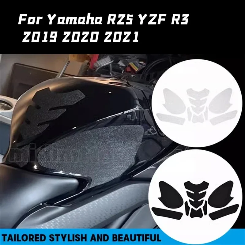 

Motorcycle Tank Pad Protector, Side Traction Decal for Yamaha R25, YZF, R3, 2019 2020, 2021