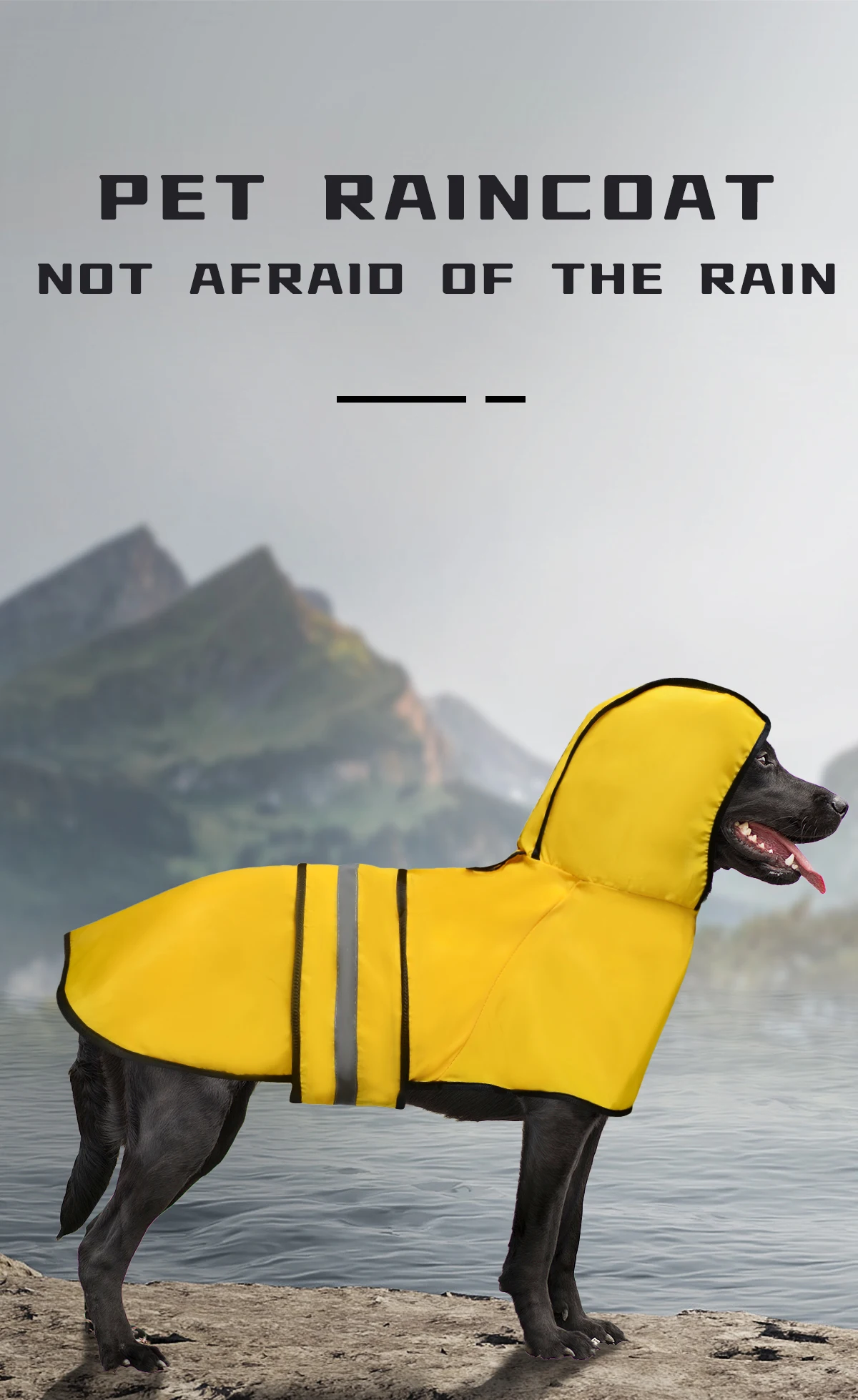 Wasserdichter Hunde-Regenmantel mit Kapuze, Reflektierender Streifen Leichter Hunde-Regenjacke, Verstellbarer Riemen Hunde-Regenponcho für Mittelgroße und Große Hunde – Detail 1