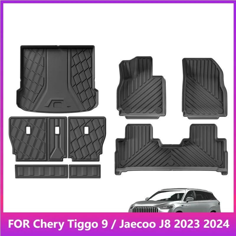 

Коврики для Chery Tiggo 9/ Jaecoo J8 2023 2024 TPE 3D Автомобильные коврики на спинку багажника Водонепроницаемые защитные коврики для левого руля