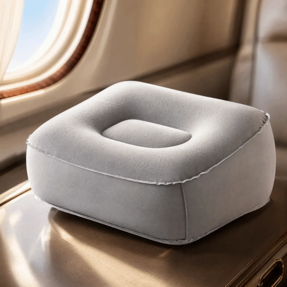 Press-to-Inflate Inflatable Booster Seat Fabric Foldable Portable Foot Rest Muscle Relief Waterproof Air Seat Cushion