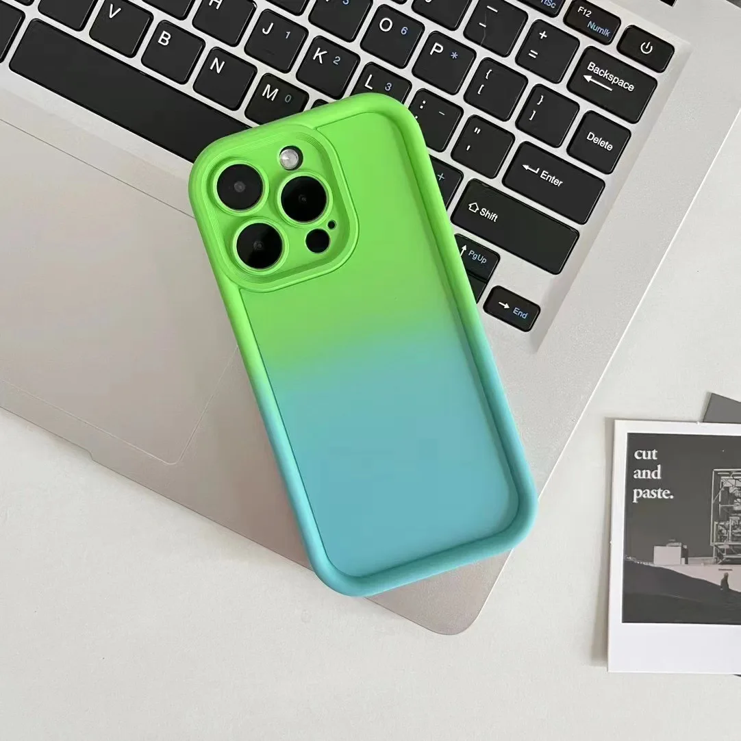 48PCS Liquid Silicone Case for iPhone 13 Pro Max, 15 Plus, Anti-Wear, Two-color, Shockproof Cover, Creative Macaron, Luxury