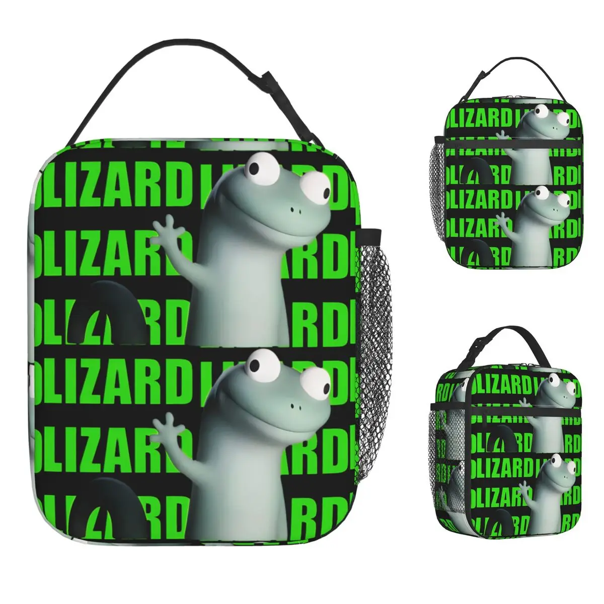 Funny Cartoon Lizard Meme Lunch Bag Portable Insulated Lunch Box Women Travel Print Cooler Bag Leisure Oxford Thermal Tote