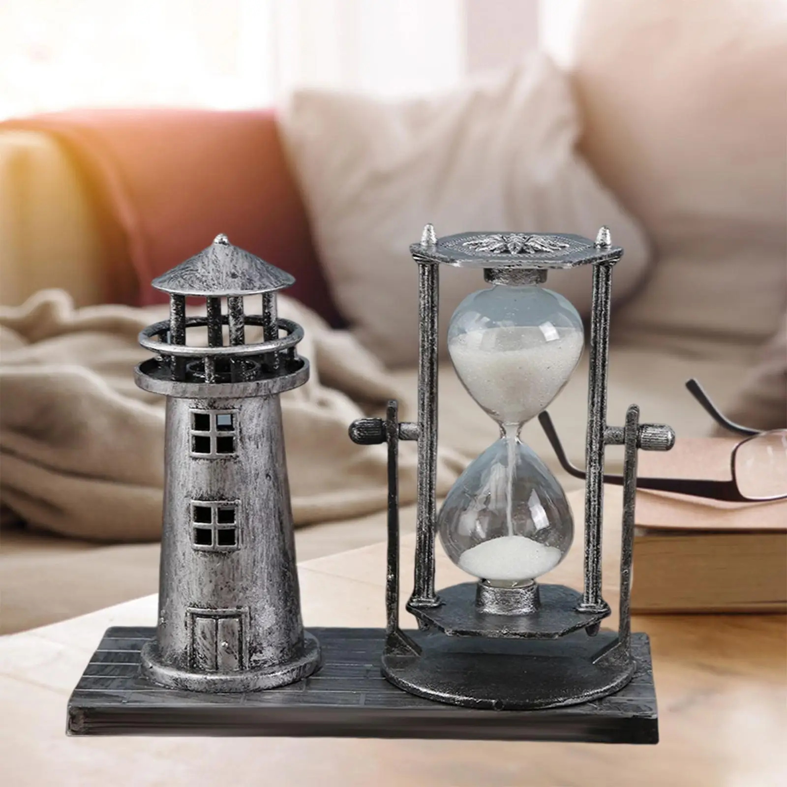 Vintage Style Hourglass Sand Glass Decorative Sand Timer for Ornament Cabinet Living Room