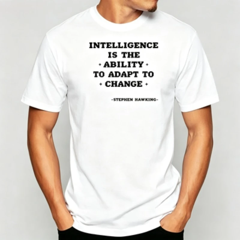 Men Modal T‑Shirt Stephen Hawking Quote Graphic Print Intelligence Adapt To Change Text Design Short Sleeve Casual Male Tops