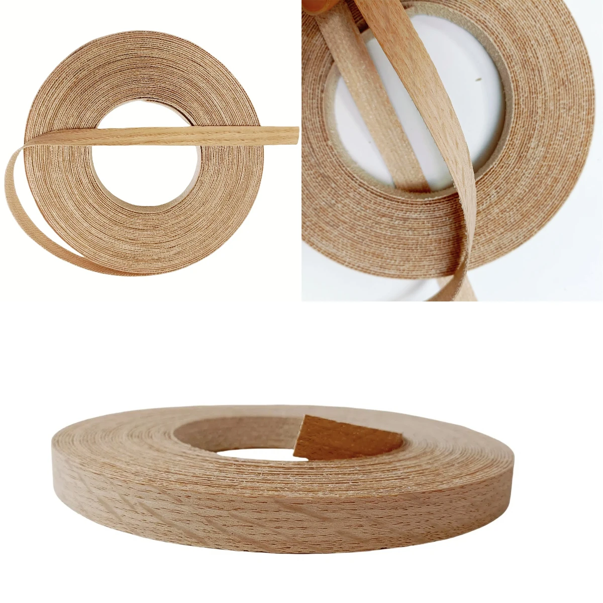 1/2'' Pre-glued Red Oak Wood Veneer Edge Banding Tape, 4M/8M/15M Iron On Hot Melt Adhesive Edging Trim For Furniture