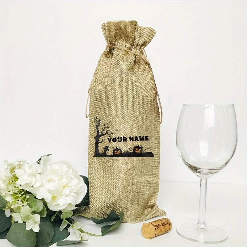 1pc Personalized wine bottle rack bag drawstring bag Halloween bag holiday storage home gift customized Halloween party gift