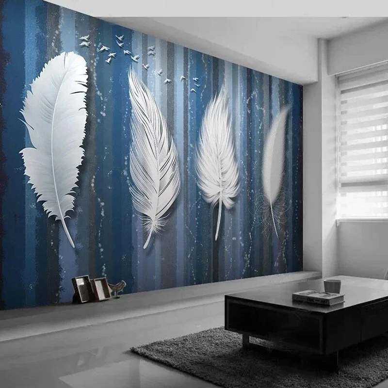 Mode Nordic Modern Bulu Kecil Segar Seni 3D Mural Foto Wallpaper untuk Ruang Tamu Latar Belakang Dinding Dekorasi Rumah 3D Kain Dinding