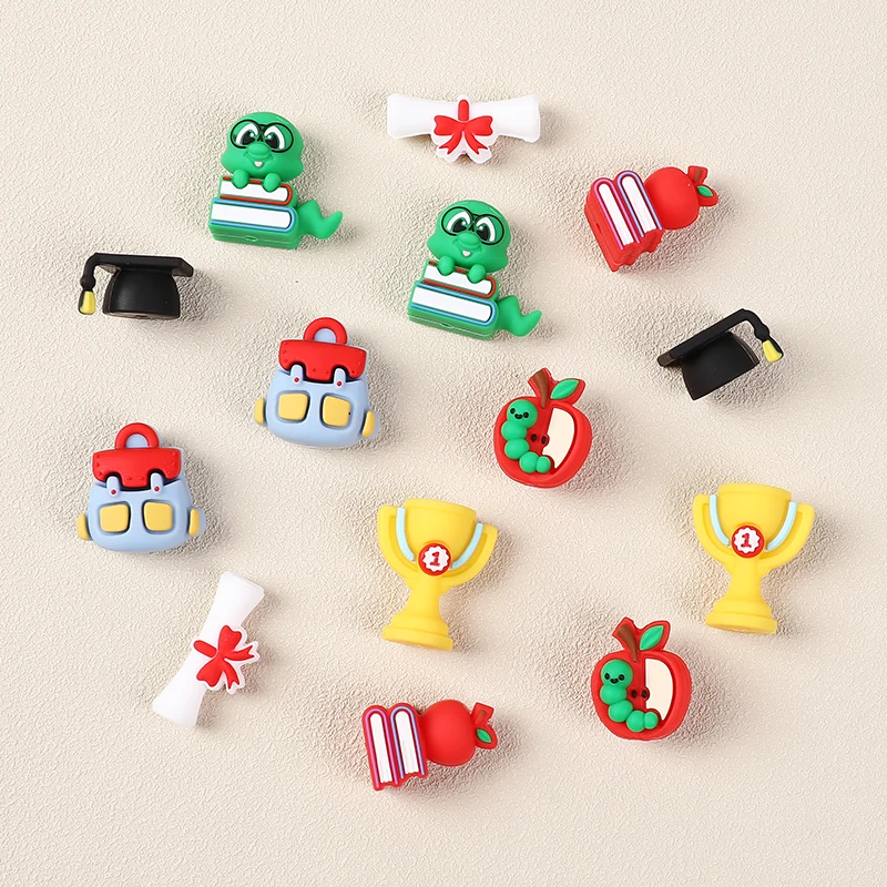 5/10Pcs New Cartoon 3D Teacher Series Focal Silicone Beads For Jewelry Making DIY KeyChain Bracelet Necklace Pen Accessories