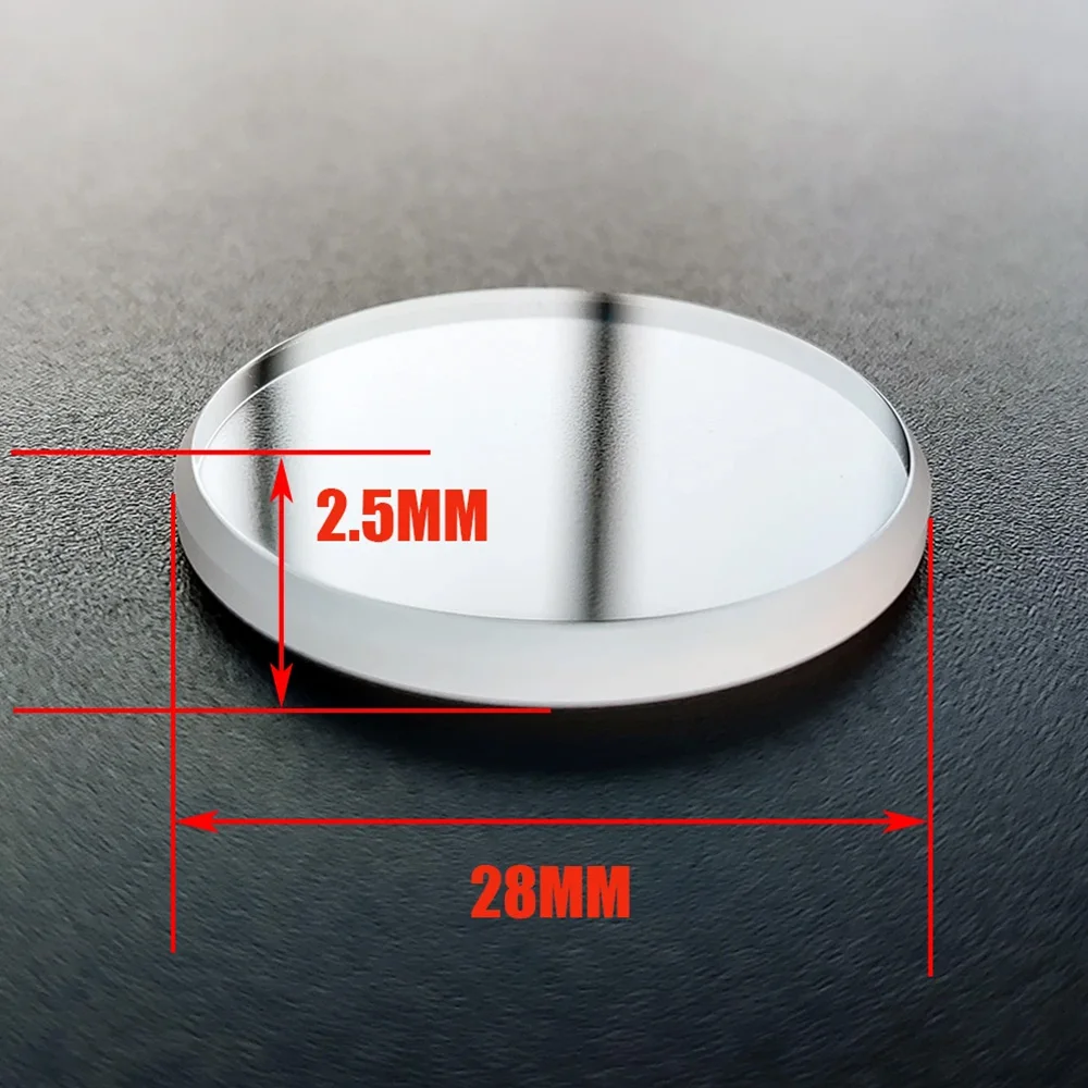 28mm*2.5mm Sapphire Glass Watch Glass Flat Large Chamfer Blue/Red/Clear/No AR Coating Fit SKX013 SKX015 Replacement Watch Parts