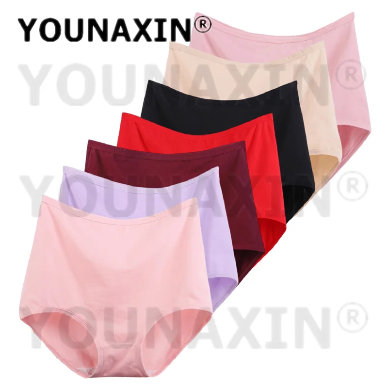 

YOUNAXIN Комплект из 7 трусов-слипов большого размера для женщин, хлопковые, с высокой посадкой, комфортное нижнее белье, мягкие трусики XL 2XL 3XL 4XL 5XL 6XL