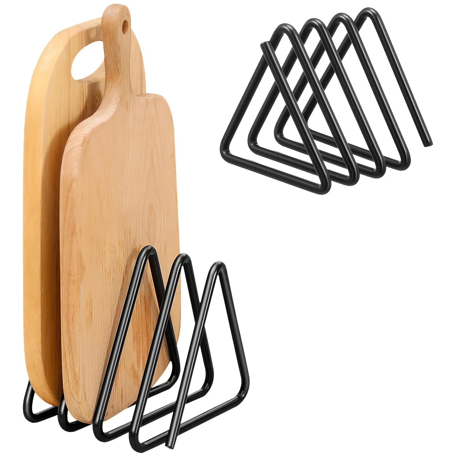 

4-Slot Metal Cutting Board Storage Rack Divided Organizer for Kitchen Countertop Space Saving Holder
