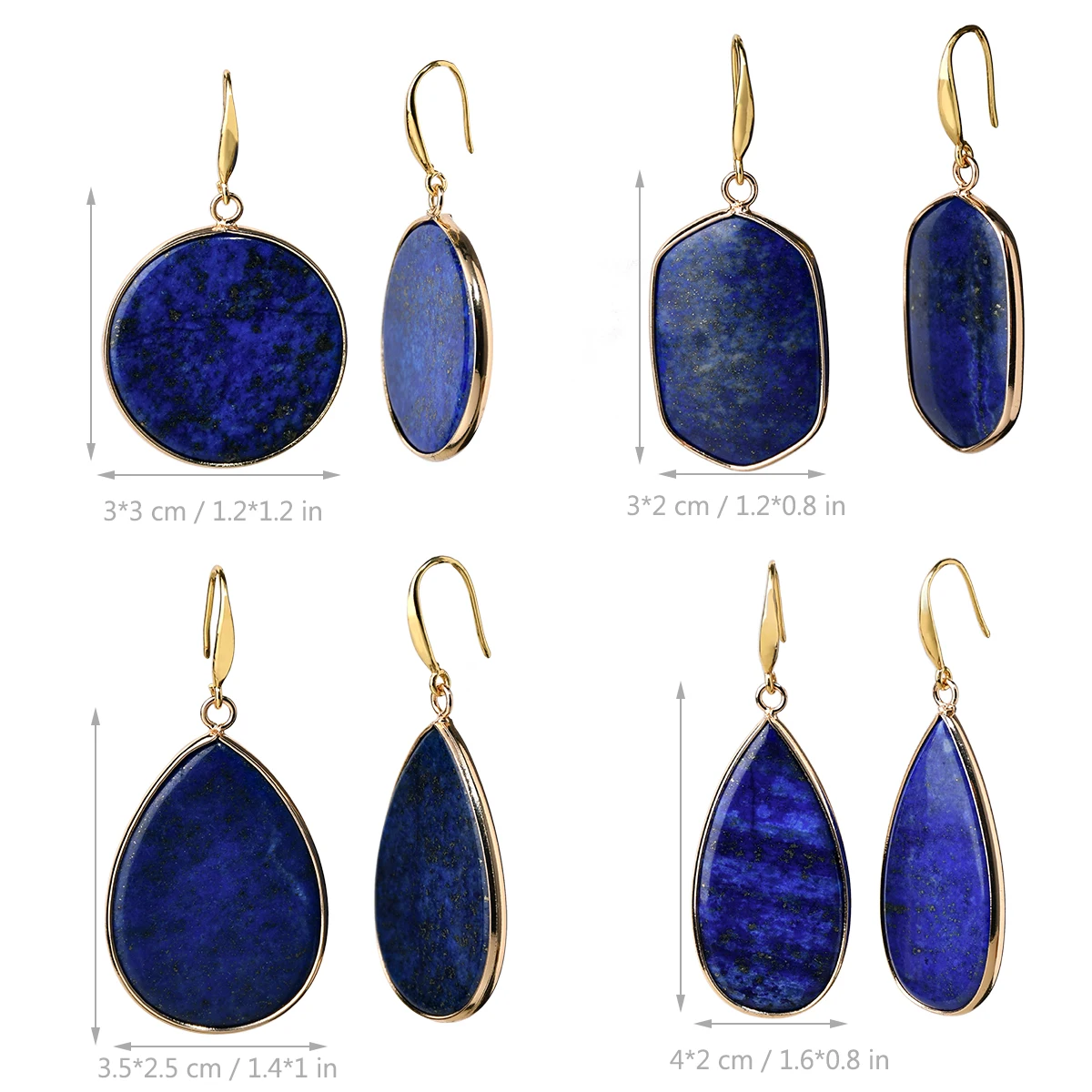Natural Stone Lapis Round Water Droplet Dangle Earrings Bohemian Wome\'s Delicate Trendy Banquet Party Handmade Jewelry