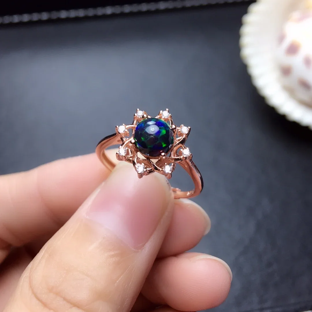 Free delivery of Silver Ring Black Opal Engagement Ring Women's Luxury Jewelry Sterling Silver 925 Gemstone Women's original