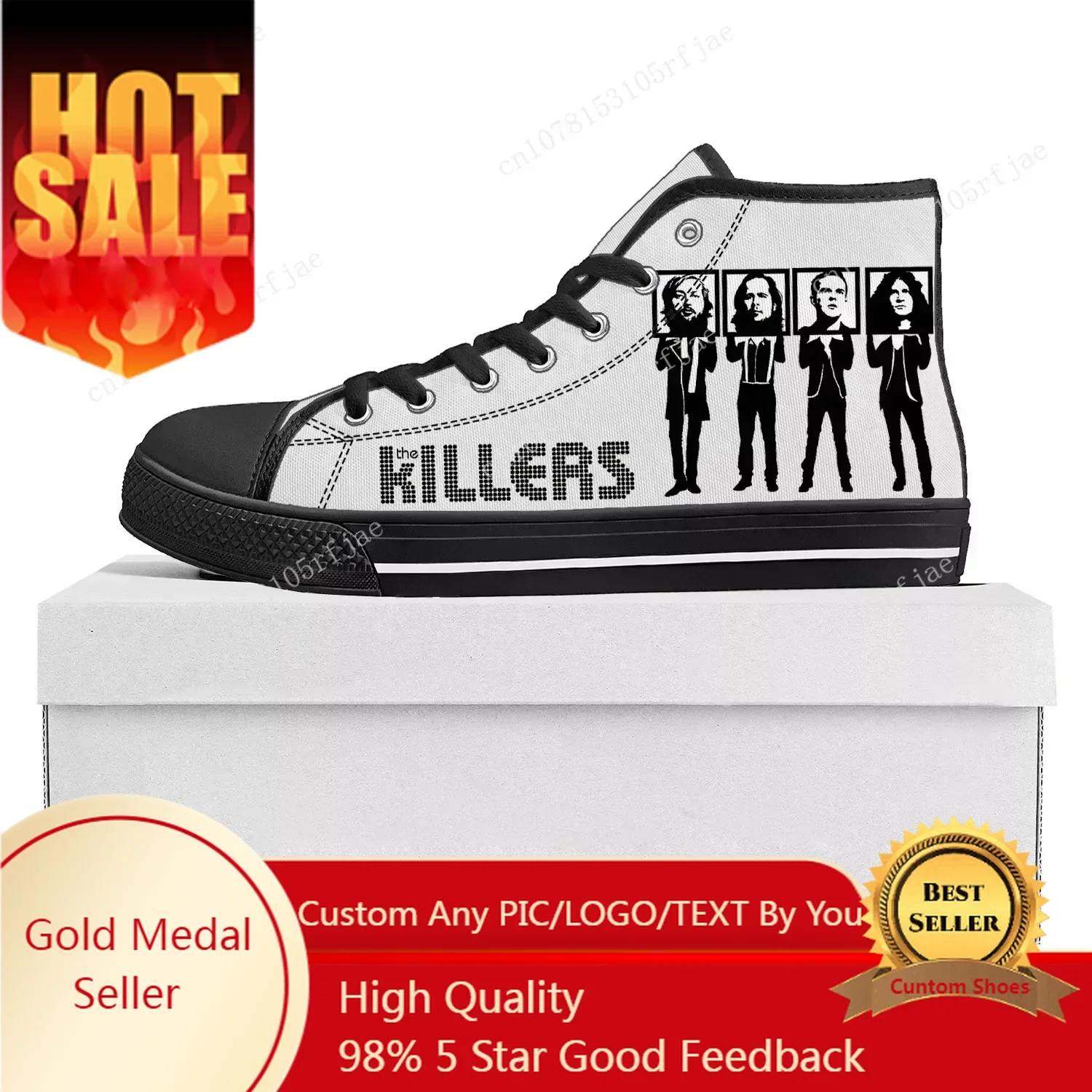 

The Killers Rock Band High Top High Quality Sneakers Mens Womens Teenager Canvas Sneaker Casual Couple Shoes Custom Shoe Black
