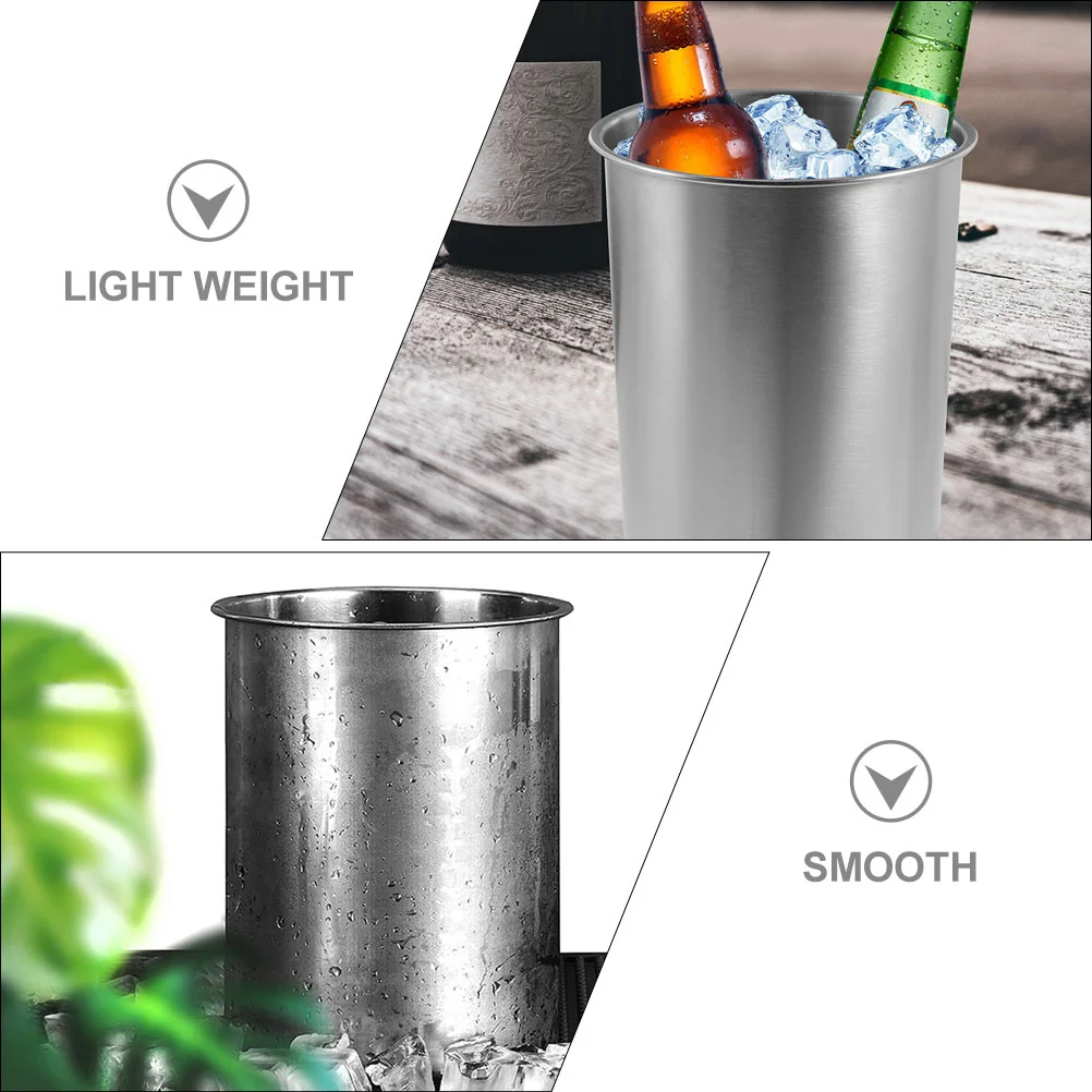 Cooler Stainless Steel Ice Bucket Metal Cube Drinks Cooling Bottle Party Holder Container