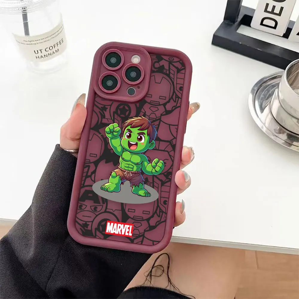 Green Marvel HERO Hulk Luxtury Phone Case For iPhone Apple 15 14 12 13 11 Pro 8 7 SE Plus X XR XS Max Soft Case Funda Capa Shell