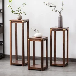 Chinese stijl massief houten balkon bloemenstandaard woonkamer antiek walnoothout groene dille bonsai aquarium eenvoudige binnenplank