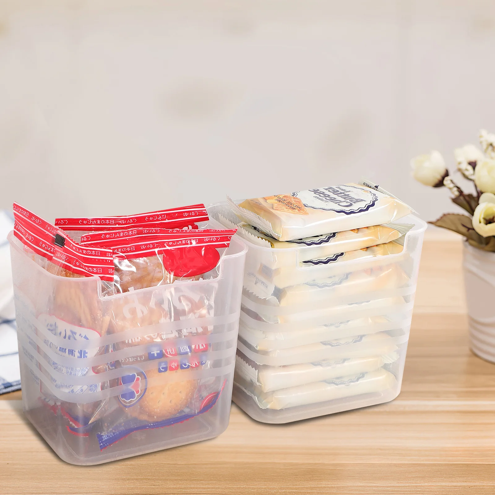 

2Pcs Clear Fridge Organizer Box Translucent Refrigerator Storage Containers Healthy Safe Vertical Design Home Kitchen Condiment