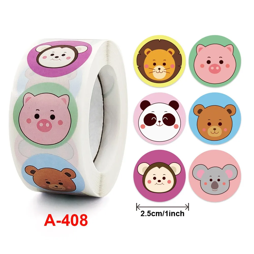 50-500 Uds. Pegatinas de recompensa de animales de dibujos animados bonitos para niños, suministros para profesores de escuela, regalos de juguete clásico para niños, papelería decorativa de sellado