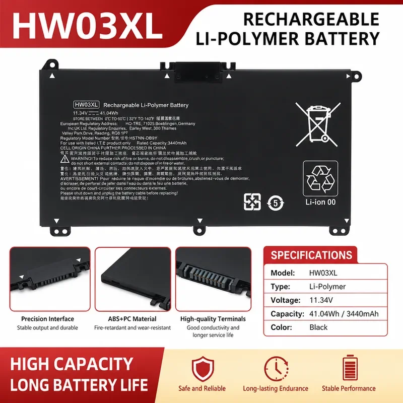HW03XL Laptop Battery for HP Star 15 2021 TPN-Q245 15-eg0010TX 17-cn000 Series Replacement Rechargeable Battery Pack