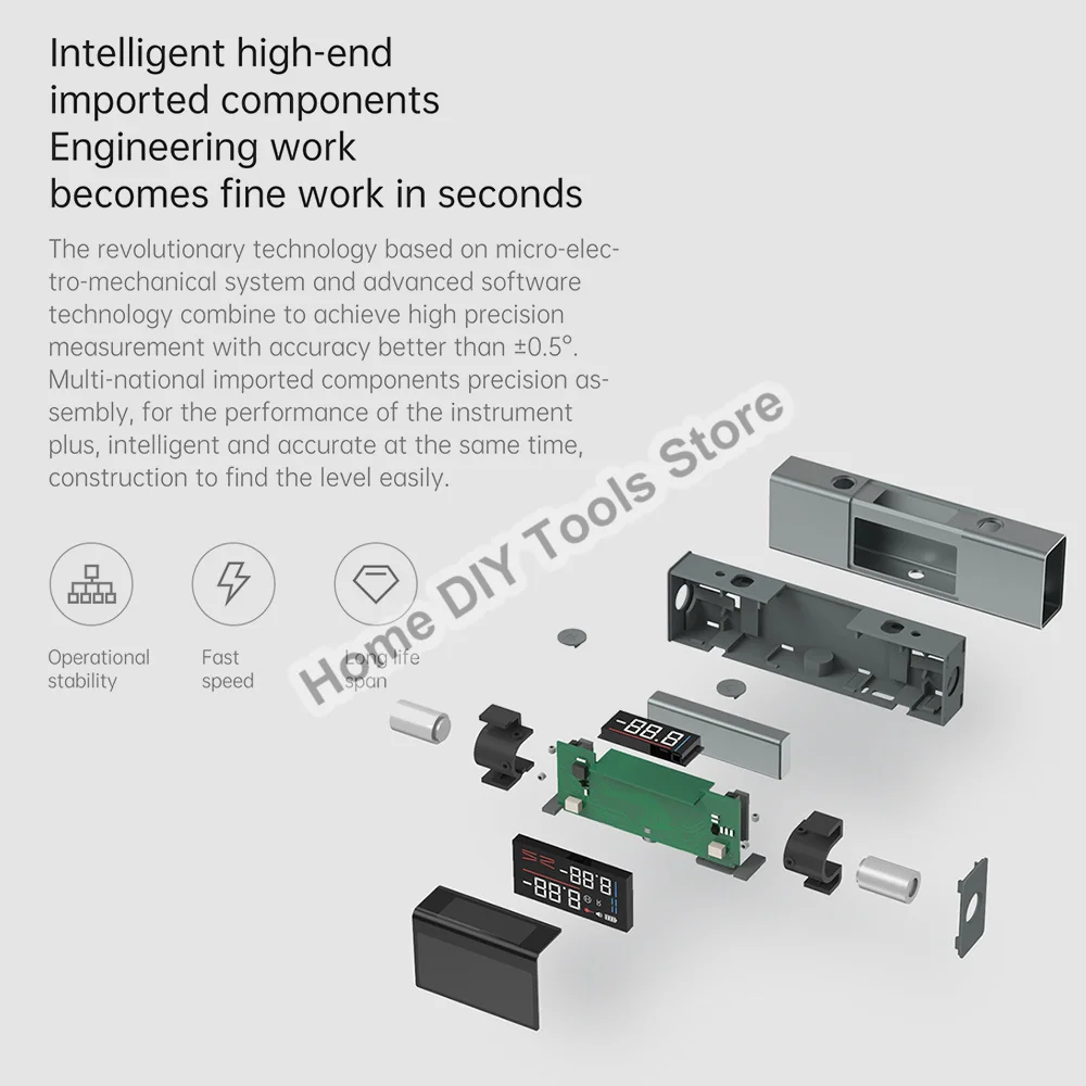 LI1 Laser Protractor Digital Inclinometer Angle Measure 2 in 1 Laser Level Ruler Type-C Charging Laser Measurement