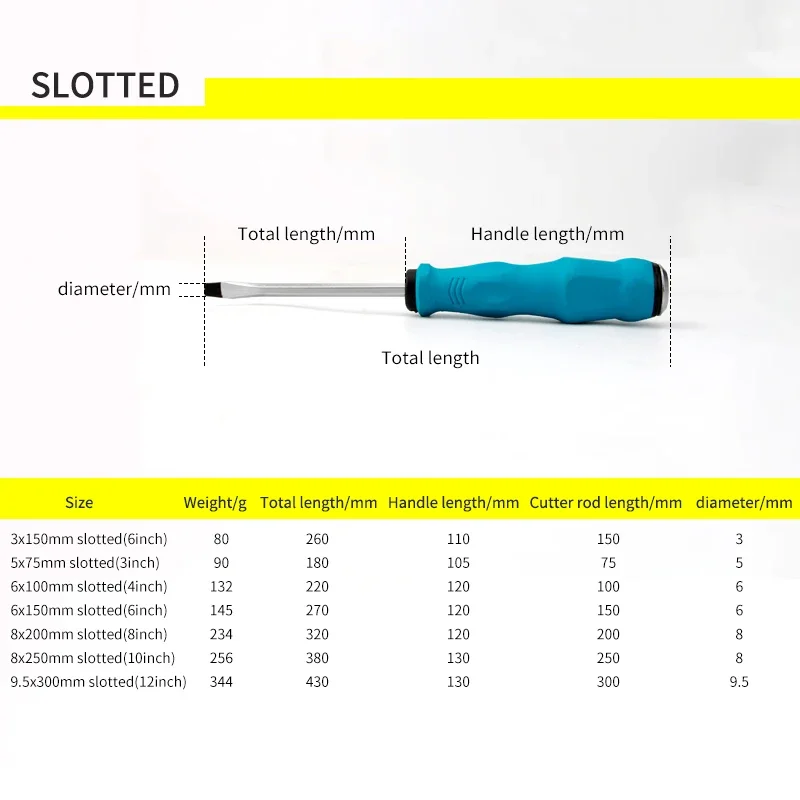1pcs Knockable Heart Screwdriver Multifunction Extra Long and Thick Slotted Phillips Screw Driver Set with PP Handle 5 6 8 9.5mm