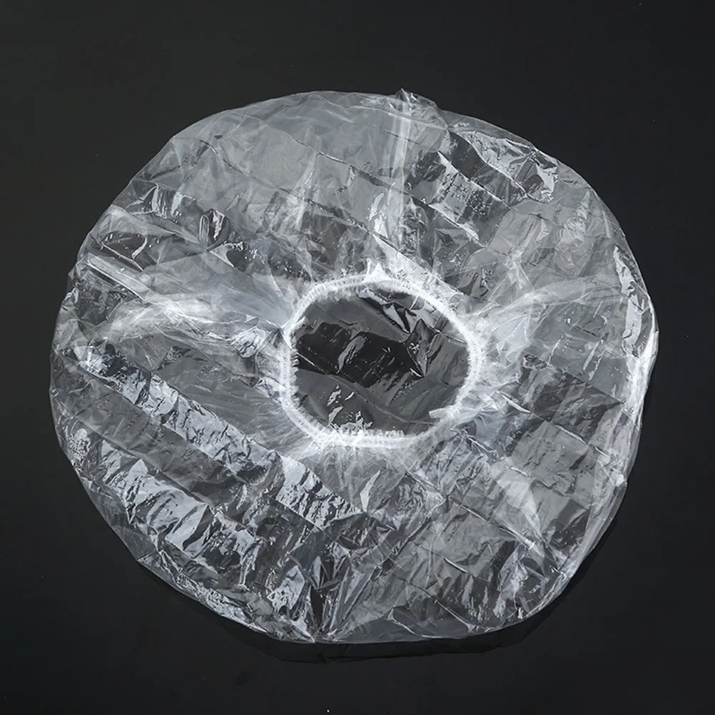 

300pcs Disposable Bathing PE Plastic Shower Caps Waterproof Stretchy Bath Caps Transparent Shower Caps for Salon Home Wearing