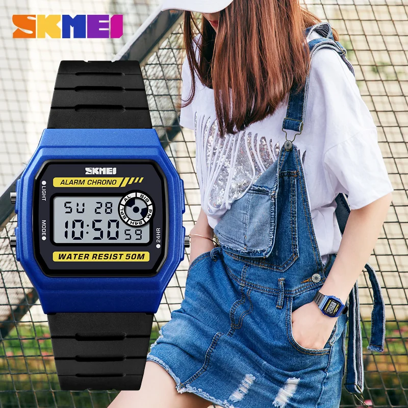Relojes digitales SKMEI resistentes al agua con luz EL, reloj de pulsera con alarma y fecha cronógrafo para mujer, reloj electrónico deportivo a la moda, reloj femenino