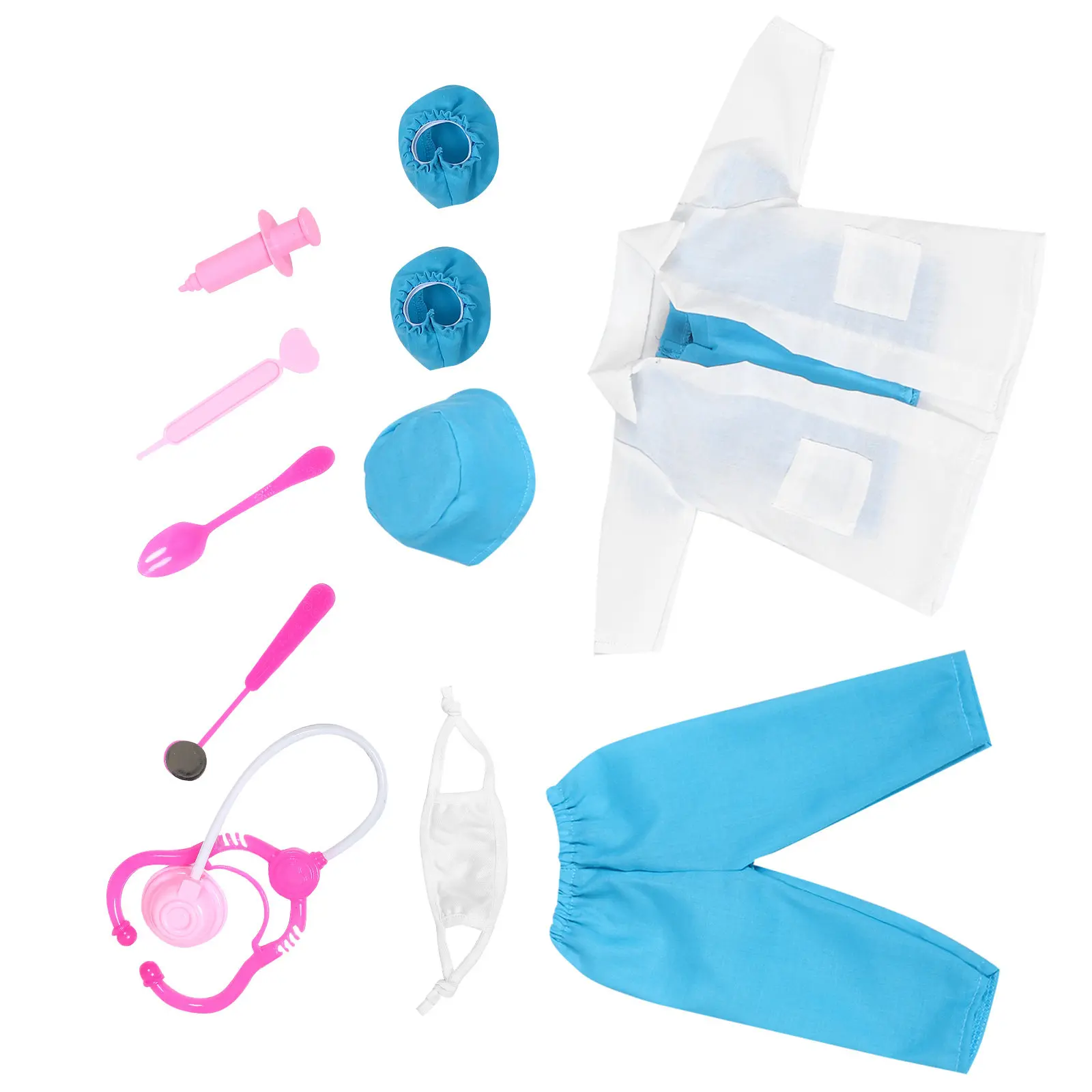 1 set 18-Inch Clothes Nurse Outfit Miniature Coat Accessories Pretend Play Dress-Up Kit For Kids Role-Playing 18-Inch