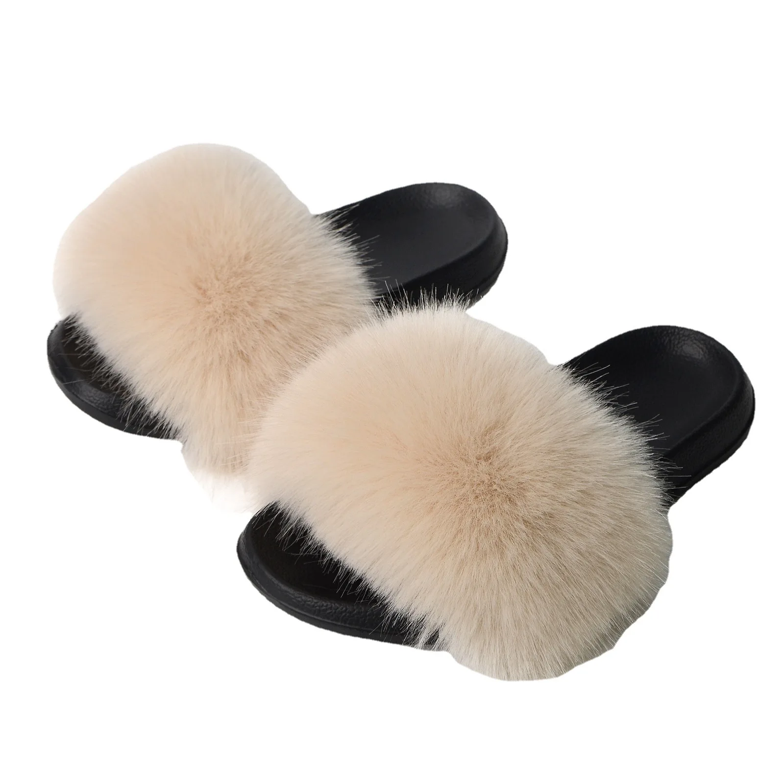17 Colors 36-45 Size Fashion Outside Soild Faux Fox Fur Flip Flops Four Reason Summer Winter Women Home Shoes Slippers